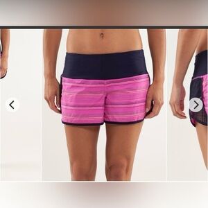 Lululemon Run Sun Sprinter Short Elevation Stripe Pow Pink Deep Indigo